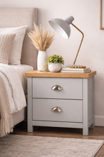 2 Drawer Oak Bedside Cabinet