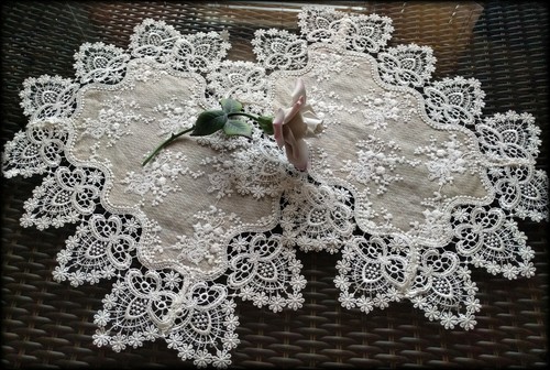 Lace doilies set two end - set, of