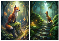 2 Sheets - A4 Rice Paper Decoupage - Vintage, Forest, Fox, Upcycle, Mystical 2