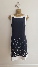 Elegant Frank Lyman Monochrome Shift Dress With Metal Embellishments Size 14