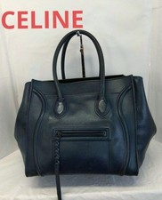 CELINE Luggage Phantom Tote Bag Hand Bag Leather Navy Authentic