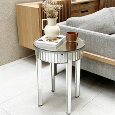 Luxury Mirrored Round End Table Bedside Table Nightstand Small Sofa Side Table
