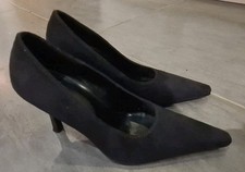 Pair of Black High Heel Shoes Size 3 Leather & Suede/Fabric New Look stiletto