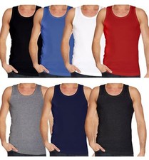 2X MENS VESTS OR 100% Cotton TANK TOP SUMMER TRAINING GYM TOPS PACK PLAIN S-2XL