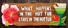 Hot Tub Sign Tiki Bar Decoration Hand Carved Painted Garden accessories