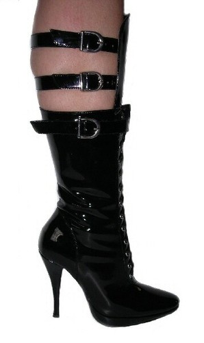 Black patent boots knee high - knee,