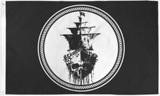 Ghost Ship Flag 3x5 ft Pirate Skull Black Sea Sailing Sail Abandoned Haunted