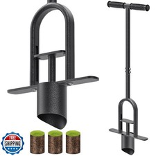 Garden Grass Plugger Tool with Long Handle Sod Turf Plugger Steel Bulb Plante