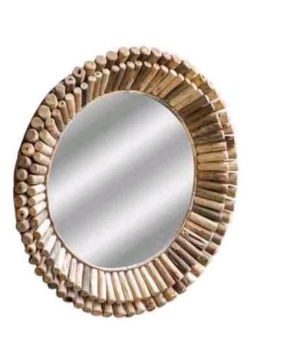 Driftwood round wall mirror - round,