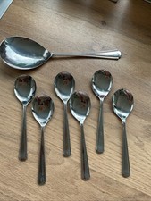Firth Stainless Steel Set Of 6 Desert Spoons And Serving Spoon
