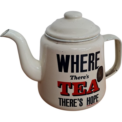 Vintage cream enamel teapot - vintage,
