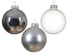 21 Piece 70mm GLASS Christmas Tree Baubles -Shiny, Matt and Transparent Mix