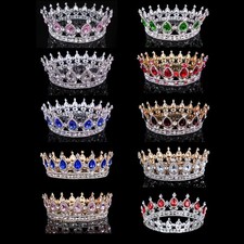 5cm Tall Princess Queen Round Crown Wedding Tiara 24 Colours 13cm Diameter Adult