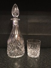 Vintage Crystal Decanter and Tumbler Glass New
