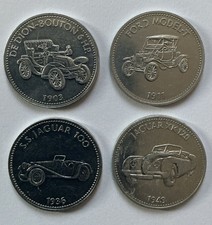 Shell Historic Cars Coins 4 Off Set - Ideal To Complete Or Start Collection