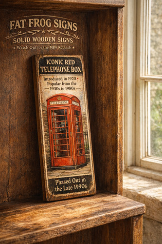 Red telephone box - box, sign