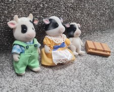 Rare Sylvanian Families Friesian Cow Family 3 Figures Vintage Doll Set 