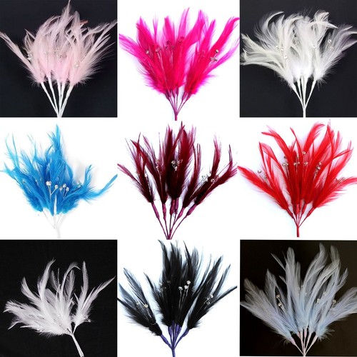 Diamante feathers wired stem - diamante,