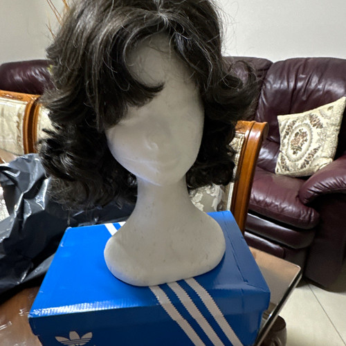 Dark brown grey curly - &,