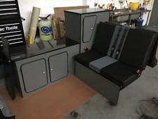 SWB LIGHTWEIGHT VOHRINGER PLY VW TRANSPORTER T4 T5 CABINET + UPHOLSTERED RnR BED