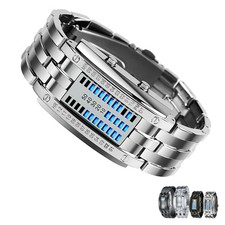 Mens Binary Watch Casual Sports Blue Backlight Fashion Quartz Movement LED D CUT