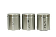Set of 3 Tea Coffee Sugar Kitchen Storage Canisters Jars Pots Containers Tins 