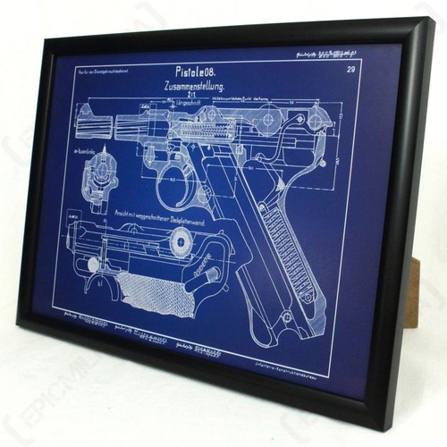 German luger p08 pistol framed - german,