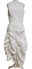 Ivan Grundahl Asymmetric Hem Ruched Sleeveless Dress White Crinkle Size 36