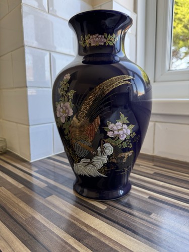 Eiho cobalt blue japanese vase - cobalt,