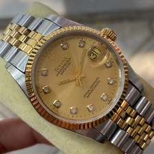 RARE Bulova Chronoprecision Date Diamond Index TwoTone Gold Dial Automatic Swiss