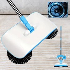 Carpet & Floor Manual Sweeper Dual Rotating Brushes Cleaner 3 in 1 Sweeping Mop