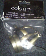 Colours B&Q 6 x metal curtain rings Burnished Brass Effect for 35mm poles