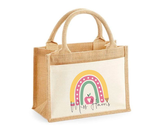 Personalised teacher jute bag - personalised,