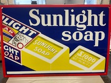 SUNLIGHT SOAP Enamel Sign Lever Brothers Advertising 18" x 12" - nice big sign