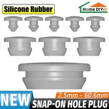 Grey 2.5-60.6mm Silicone Rubber Snap-On Hole Plug Blanking Seal Bung Pipe Tube