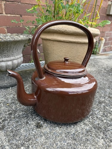 Large vintage brown enamel - vintage,