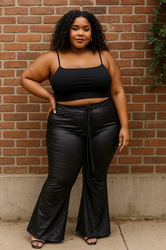 Black faux leather pleather - leather,