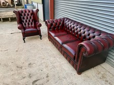 OXBLOOD CHESTERFIELD SOFA AND