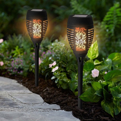 Solar flame torch stake - stake, light