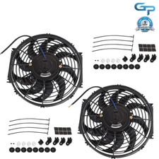 2 X 12" Universal Slim Fan Push Pull Electric Radiator Cooling Fan 12V Mount Kit