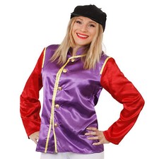 WOMENS JOCKEY COSTUME 2 PIECE PURPLE SET HORSE RACING FANCY DRESS JACKET AND CAP