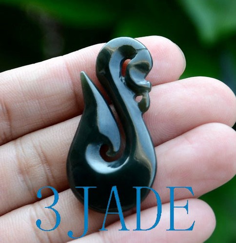 Natural black green nephrite - black,
