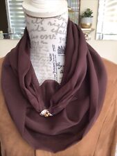 New Moira C Scarflace With SILVER Magnetic Fastening  Chocolate Brown Chiffon