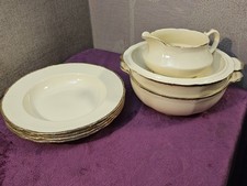 Vintage Art Deco Alfred Meakin Royal Marigold 3x Soup Bowls, 2x Tureens & Jug