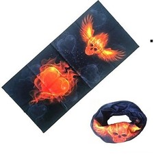    High Quality Multi Function Flaming Heart Skull Bandana Face Magic Scarf Mask