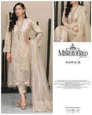 Maria.B Organza Embroidered Semi-stitched Unstitched Shalwar Kameez 3pcs Suit