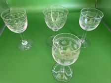 Vintage Etched Sherry Glasses Set Of 4 – Mismatched Mid Century Small Stems