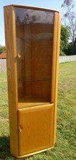 Ercol Windsor Corner Cabinet Solid Ash Model 3856 Light Finish Glass Display Top