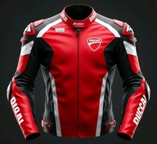 DUCATI NEW STYLE LEATHER RACING JACKET ARMOR PROTECTED CE APPROVED FOR MEN BIKER