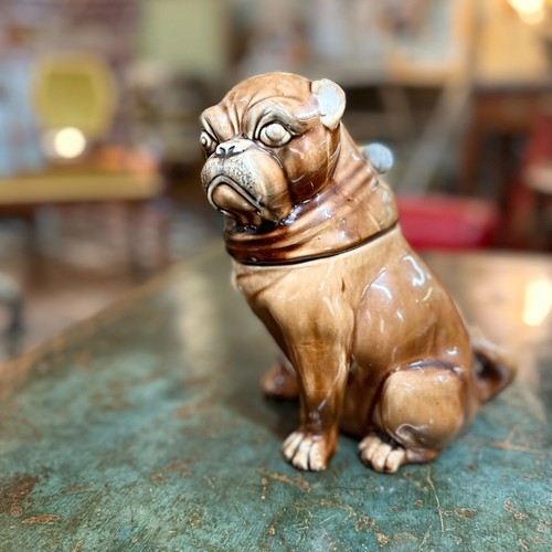 Antique majolica pug dog - majolica,